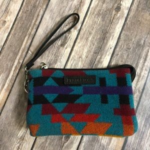 Pendleton Turquoise Aztec Wool Wristlet